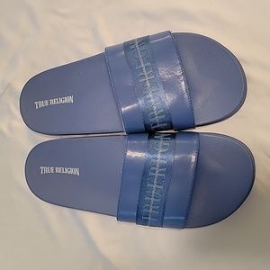 Men's true religion slides sky blue/light blue